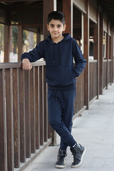 han collection Set de trening pentru băiat, de culoare uni, cu glugă și buzun...