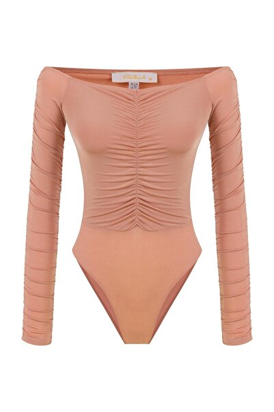 AQUELLA Off-Shoulder Strapless Pink Bodysuit