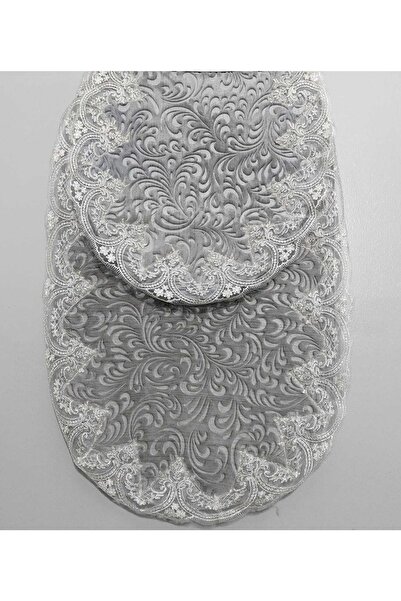 MY LAND COLLECTİON Lüx Elena Fransız Güpürlü 2'li Banyo Paspas Takımı