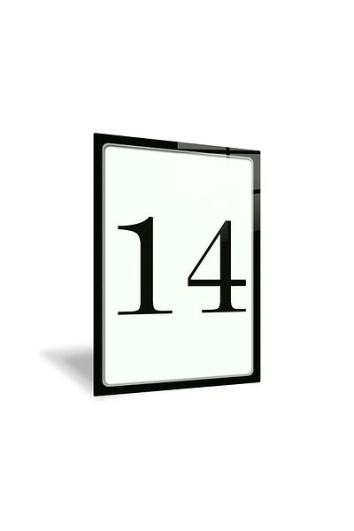 Decorita Glass Door Number - Glass Direction Sign| Number 14| Black Text| 14.8cm X 21 cm