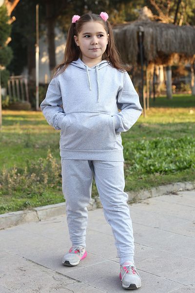 han collection Σετ αθλητικής φόρμας για κορίτσια με κουκούλα καγκουρό τσέπη με 2 κορδόνια στη μέση και ελαστικό πόδι