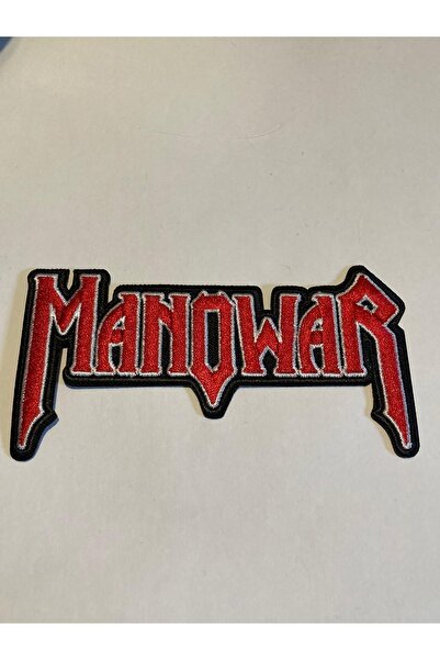 StüdyoÜmitTişört رقعة شعار Manowar باللون الأحمر، رقعة جينز، رقعة جينز