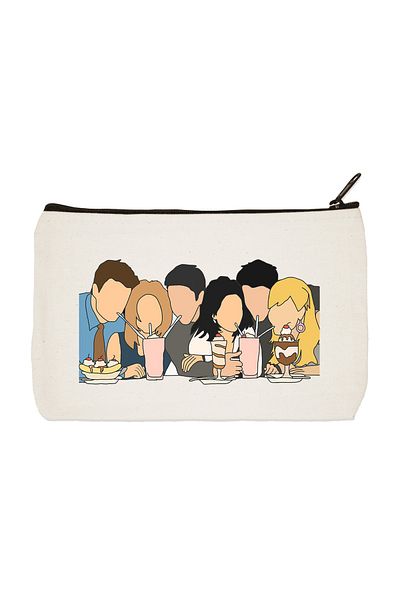 designedfy Clutch Friends Printed υφασμάτινη τσάντα μακιγιάζ, θήκη για στυλό, τσάντα