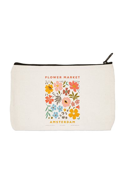 designedfy Clutch Flower Market Amsterdam Printed υφασμάτινη τσάντα μακιγιάζ, θήκη για στυλό, τσάντα