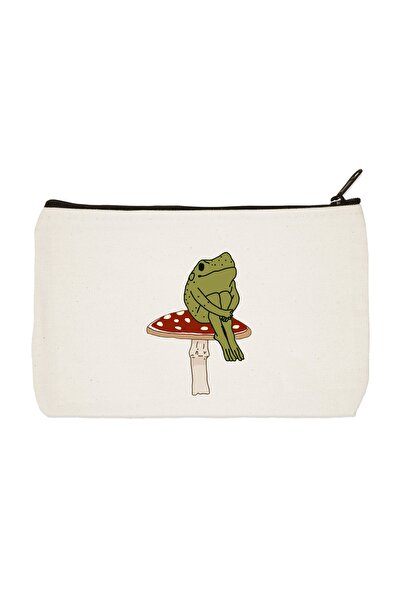 designedfy Чанта за грим, калъф за моливи, чанта от плат с щампа на жаба