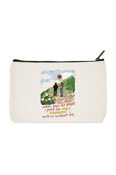 designedfy Clutch I Pray For You Happines Έντυπη υφασμάτινη τσάντα μακιγιάζ, θήκη για στυλό, τσάντα