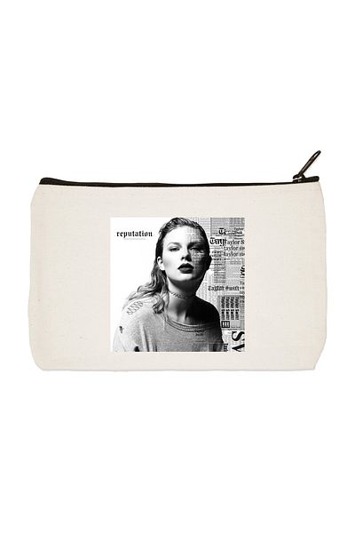 designedfy Clutch Taylor Swift Reputation Printed υφασμάτινη τσάντα μακιγιάζ, θήκη για στυλό, τσάντα χειρός