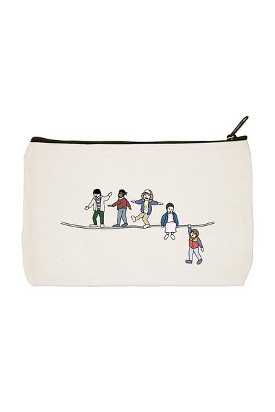 designedfy Clutch Stranger Things Printed υφασμάτινη τσάντα μακιγιάζ, θήκη για στυλό, τσάντα χειρός