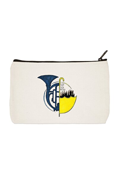 designedfy حقيبة مكياج من القماش المطبوع على شكل قرن كيف قابلت أمك، وحامل أقل...