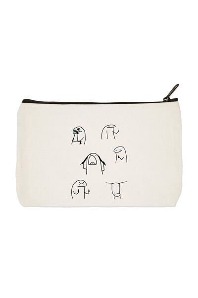 designedfy Платнена чанта за грим с щампи, поставка за химикалка, ръчна чанта