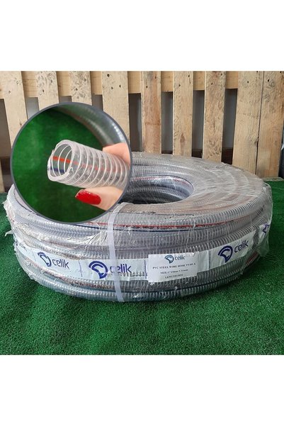 SeraTrend 3/4" Telli Şeffaf Hortum Tip-a 50 Metre Tahliye Hortumu Direnaj Hortum