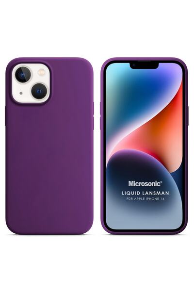 Microsonic Apple Iphone 14 Kılıf Liquid Lansman Silikon Mor