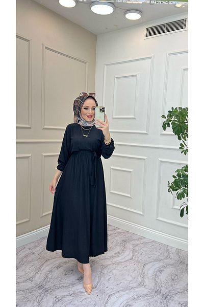 VOLT CLOTHİNG Elastisches Damenkleid mit Fledermausärmeln und Taille