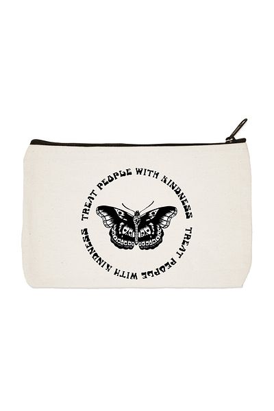 designedfy Clutch Treat People With Kindness Πανί με στάμπα πεταλούδας Τσάντα μακιγιάζ, θήκη για στυλό, τσάντα χειρός