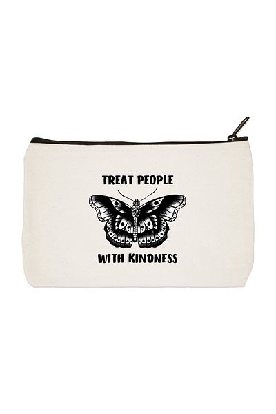 designedfy Clutch Treat People With Kindness 2 Printed Cloth Makeup Bag, Pen Holder, Handbag