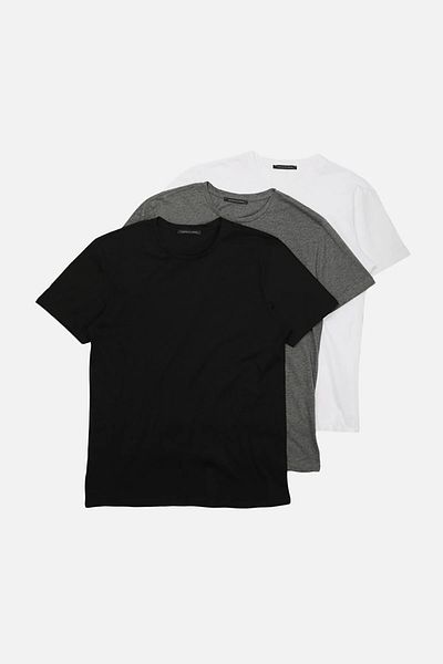 Trendyol Collection Schwarz-Anthrazit-Melange-Weiß Slim/Slim Cut Rundhalsausschnitt 100 % Baumwolle 3er-Pack T-Shirts TMNSS19BO0007