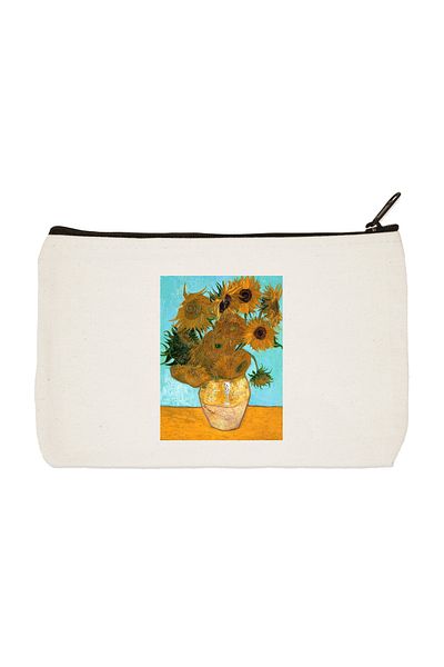 designedfy Clutch Van Gogh Sunflowers 2 εμπριμέ υφασμάτινη τσάντα μακιγιάζ, θήκη για στυλό, τσάντα