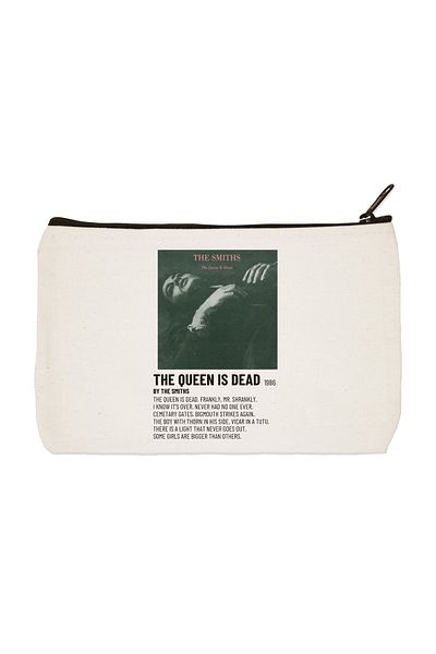 designedfy Clutch The Queen Is Dead Έντυπη υφασμάτινη τσάντα μακιγιάζ, θήκη για στυλό, τσάντα συμπλέκτη