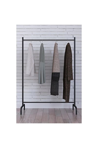 Alp Global Ayaklı Askılık Konfeksiyon Askısı Metal Konfeksiyon Elbise Askılığı Eşek Askılık - Siyah-138 Cm