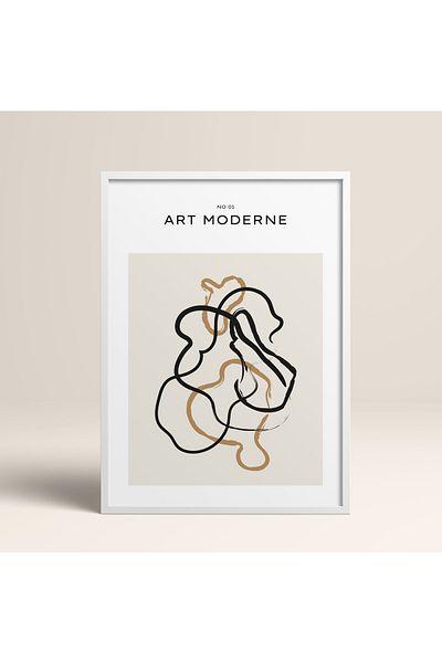 HOMEPACK Boho Bohemian Linear Linear Modern Abstract Art Πίνακας με κορνίζα