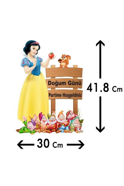 Big Party Pamuk Prenses Ve Yedi Cüceler Temalı Dekoratif Kişiye Özel Ayaklı Pano Seti