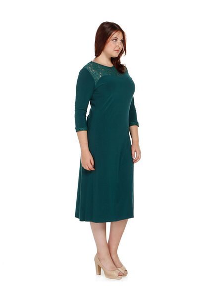 Nidya Moda Women's Green Lace Robe Evening Dress 4078DY