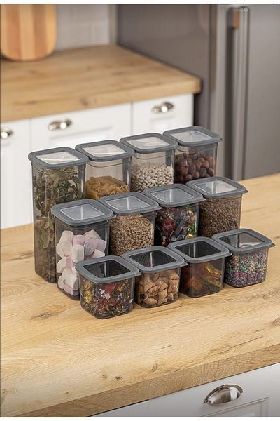 AHİR TİCARET Pulses-Spill Storage Container Set (4x 1900ml, 4x 1300ml, 4x 650ml) 12 Pieces