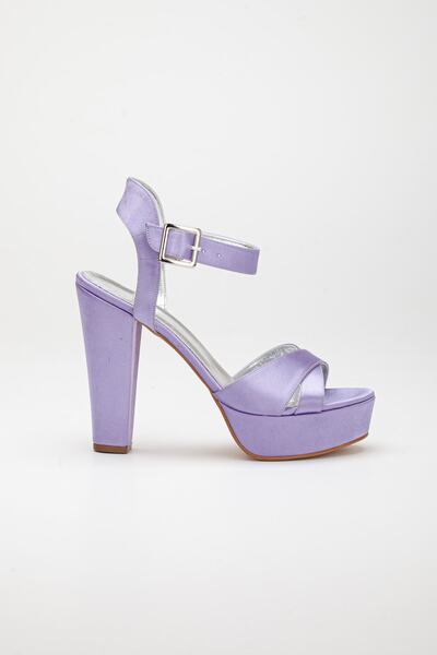 LİLLA Women's Platform High Heel Lilac Satin Shoes