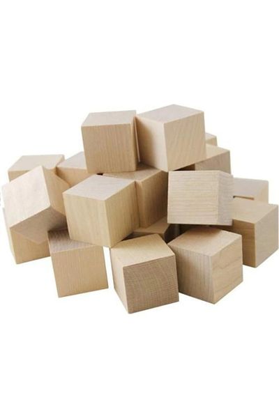 Südor 400 Pieces Natural Wooden Cube Block 2 Cm Natural