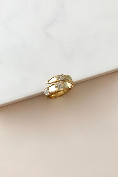 SilverStone Zircon Stone Pearlescent Snake Model Steel Ring