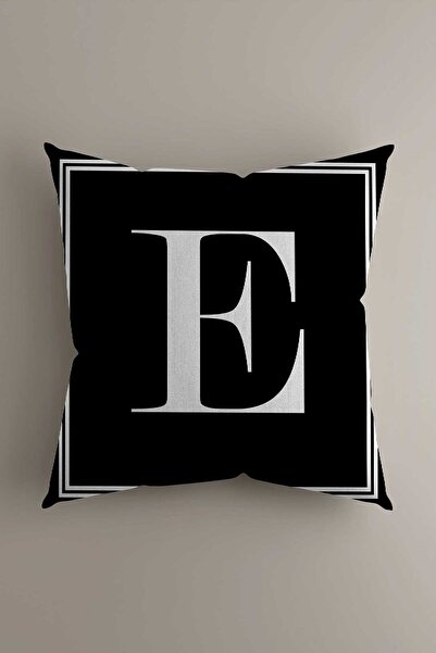 LadiesHome Harfli Kırlent Yastık Kılıfı - E Harfi - 43x43 Cm