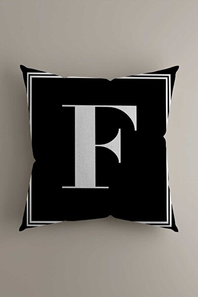 LadiesHome Harfli Kırlent Yastık Kılıfı - F Harfi - 43x43 Cm