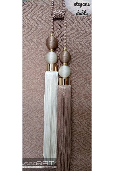 serART Elegans Duble Fon Perde Tavan Bağlama Vizon Krem Bracol