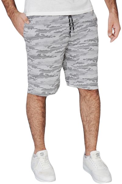 wingetstar Men's Gray Camouflage Two Thread 85% Cotton 15% Polyester Comfortable Fit Casual Printed Bermuda Shorts