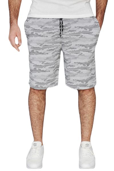 wingetstar Men's Gray Camouflage Two Thread 85% Cotton 15% Polyester Comfortable Fit Casual Printed Bermuda Shorts
