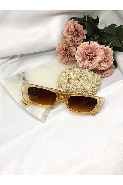 Di Caprio Rona Rectangle Vintage Bone Transparent Light Brown Women's Sunglasses