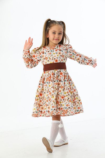Moda Lippa Rochie pentru fetiță cu modele florale portocalii
