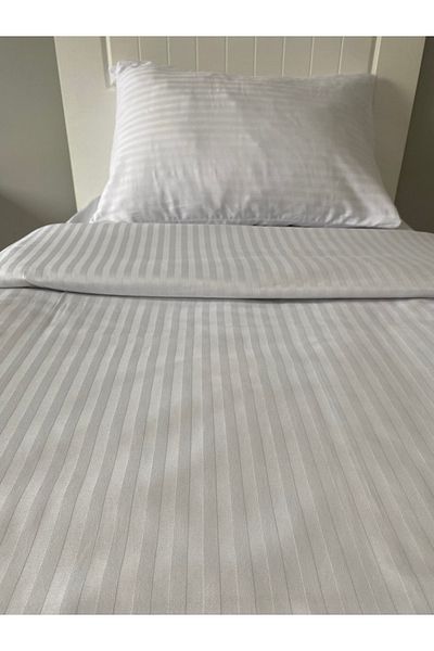 AfgTech Hotel Type Single Duvet Cover Set with Elastic Sheets 100% Cotton Satin