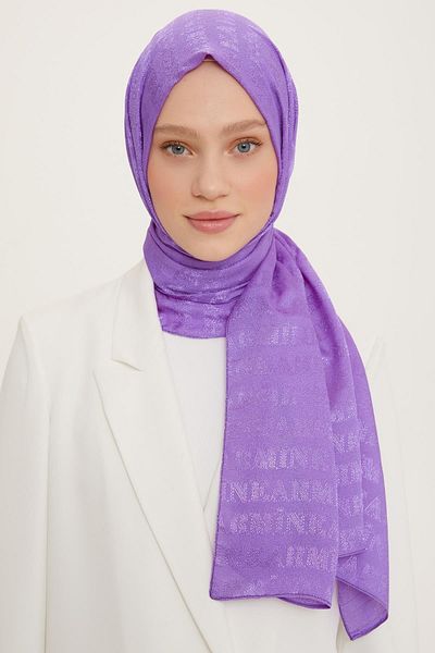Armine Şal Jacquard Brodat de Marca Mov