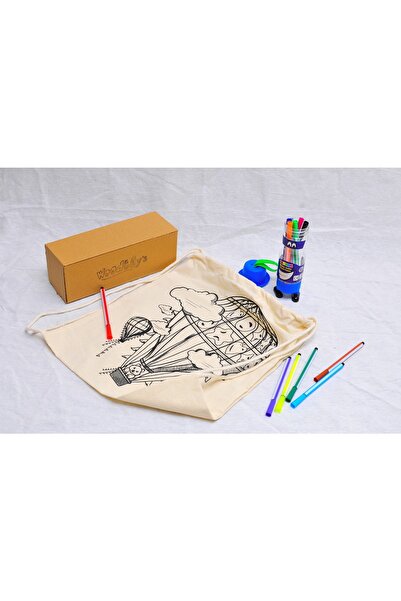 WOODTOY'S ORGANİK OYUNCAK DÜNYASI Balonlu Boyama Bez Çanta
