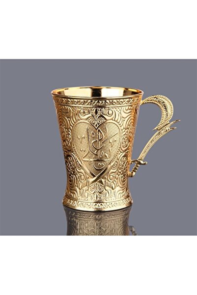 BUSEM Zamak Metal Dekoratif Kalp Desenli Bardak Altın Renk (6.5CMX8.5CM)