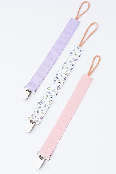 MyVera Lilac - Butterfly - Powder Pacifier Strap Set - 3-Piece Pacifier Chain Set