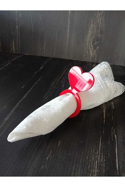SG TASARIM Heart Model 6-Piece Red Plexi Napkin Ring Napkin Ring