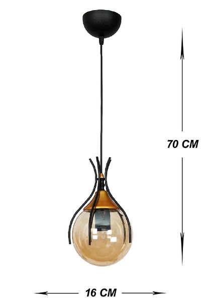 VENON Black Lighting Azur - Single Globe Glass Chandelier