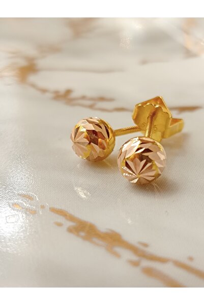 AS 2 KUYUMCUSU 14 Ayar Altın Top Küpe Vidalı