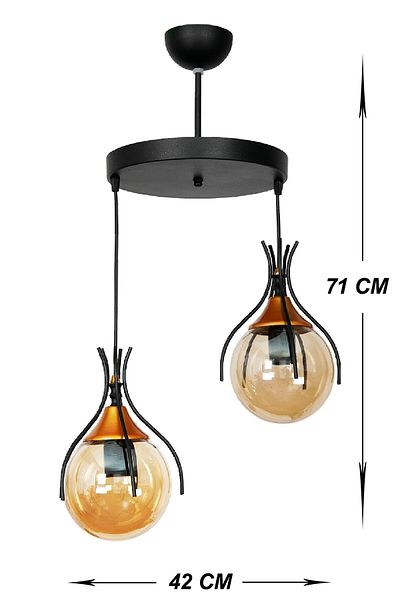 VENON Lighting Azur Black 2-Piece Pendant Lamp - Bal Glop Glass Chandelier