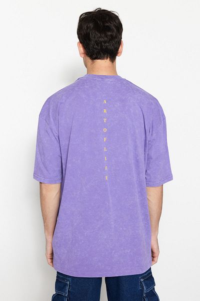 Trendyol Collection Fliederfarbenes, übergroßes bedrucktes Baumwoll-T-Shirt – TMNSS23TS00166