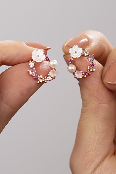 ESSARE 925 Ayar Rose Kaplama Bahar Esintisi Gümüş Kadın Çiçek Küpe