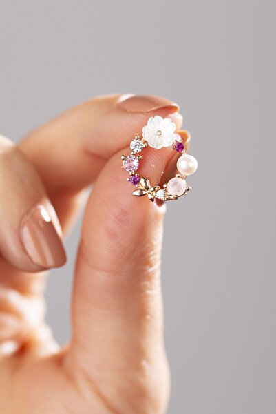 ESSARE 925 Ayar Rose Kaplama Bahar Esintisi Gümüş Kadın Çiçek Küpe