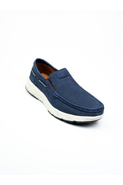 JAMES FRANCO 698 Navy Blue Nubuck Leather Men's Casual Shoes